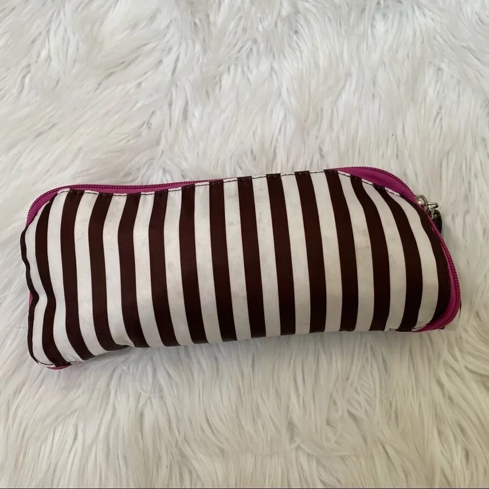 Henri Bendel Brown White Striped Nylon Backpack